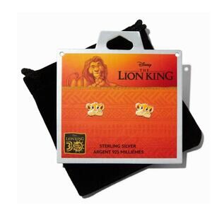 New Disney The Lion King Enamel Baby Simba Face Sterling Silver Stud Earrings